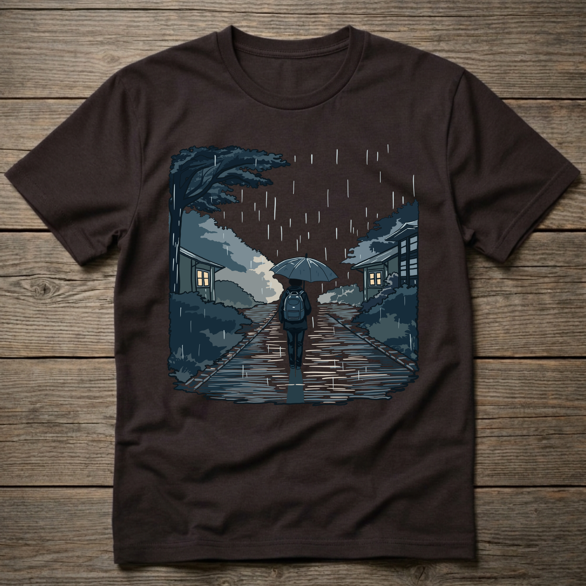 Under Umbrella In Rain