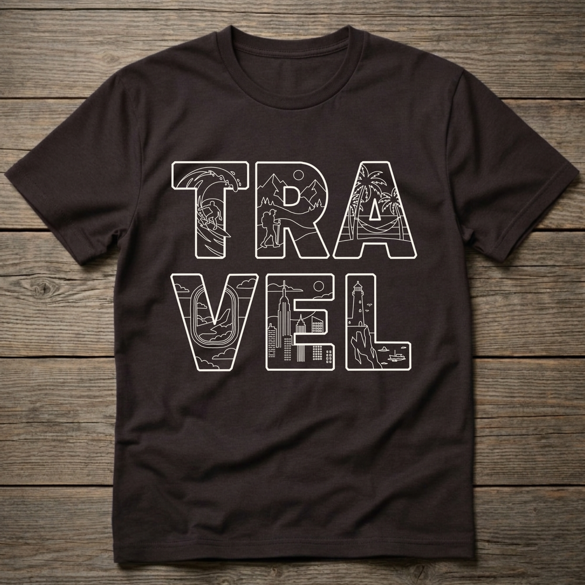 Travel Stacked Light Outline