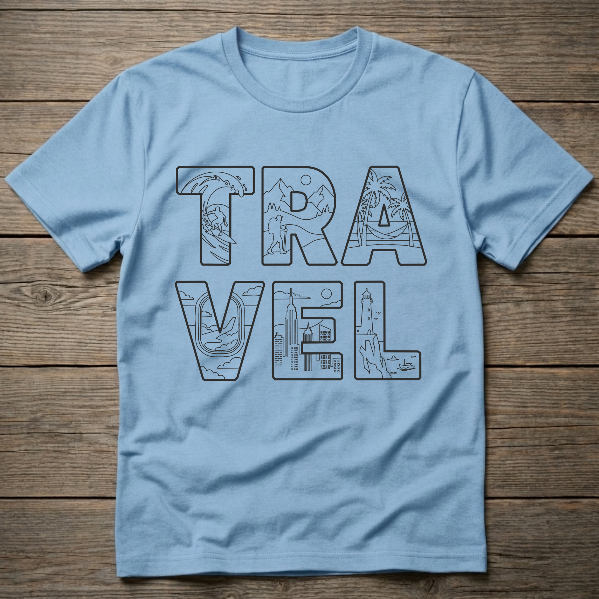 Travel Stacked Dark Outline