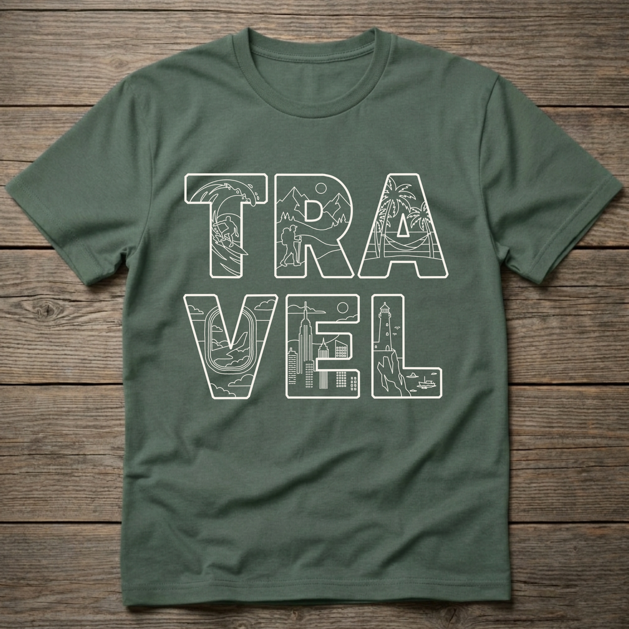 Travel Stacked Light Outline
