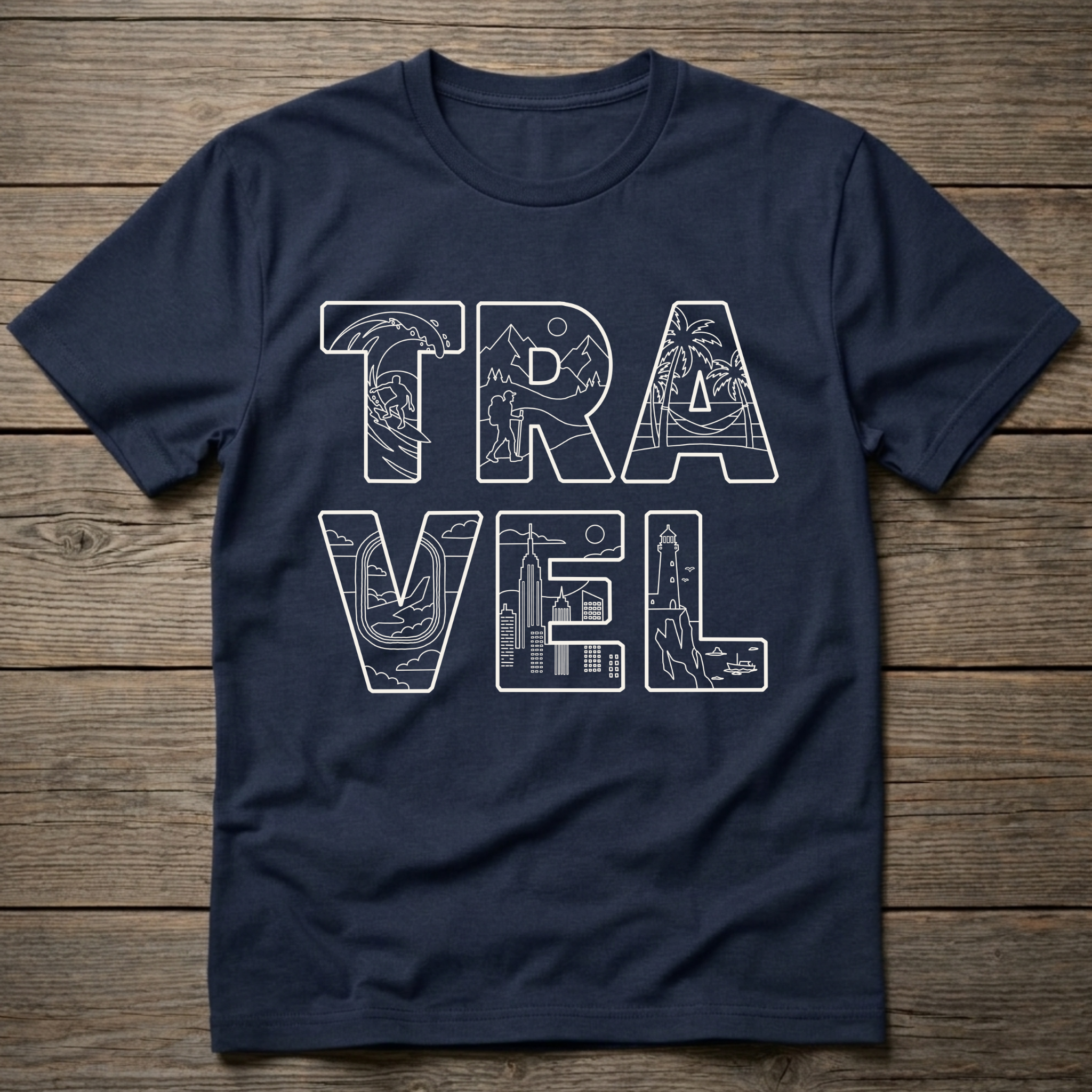 Travel Stacked Light Outline