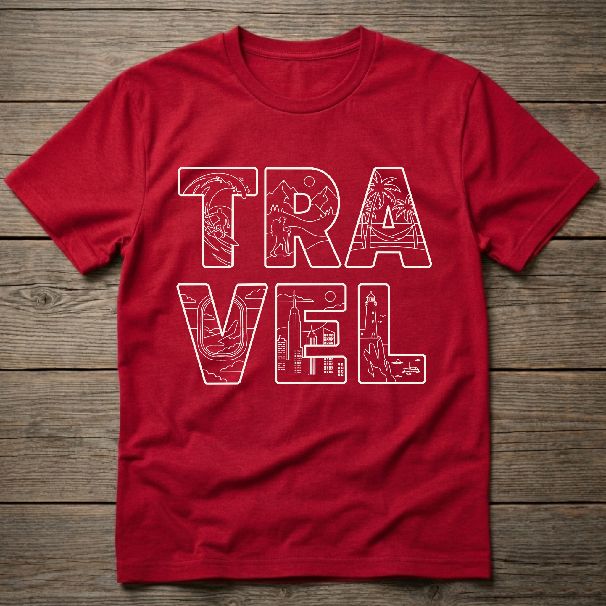 Travel Stacked Light Outline