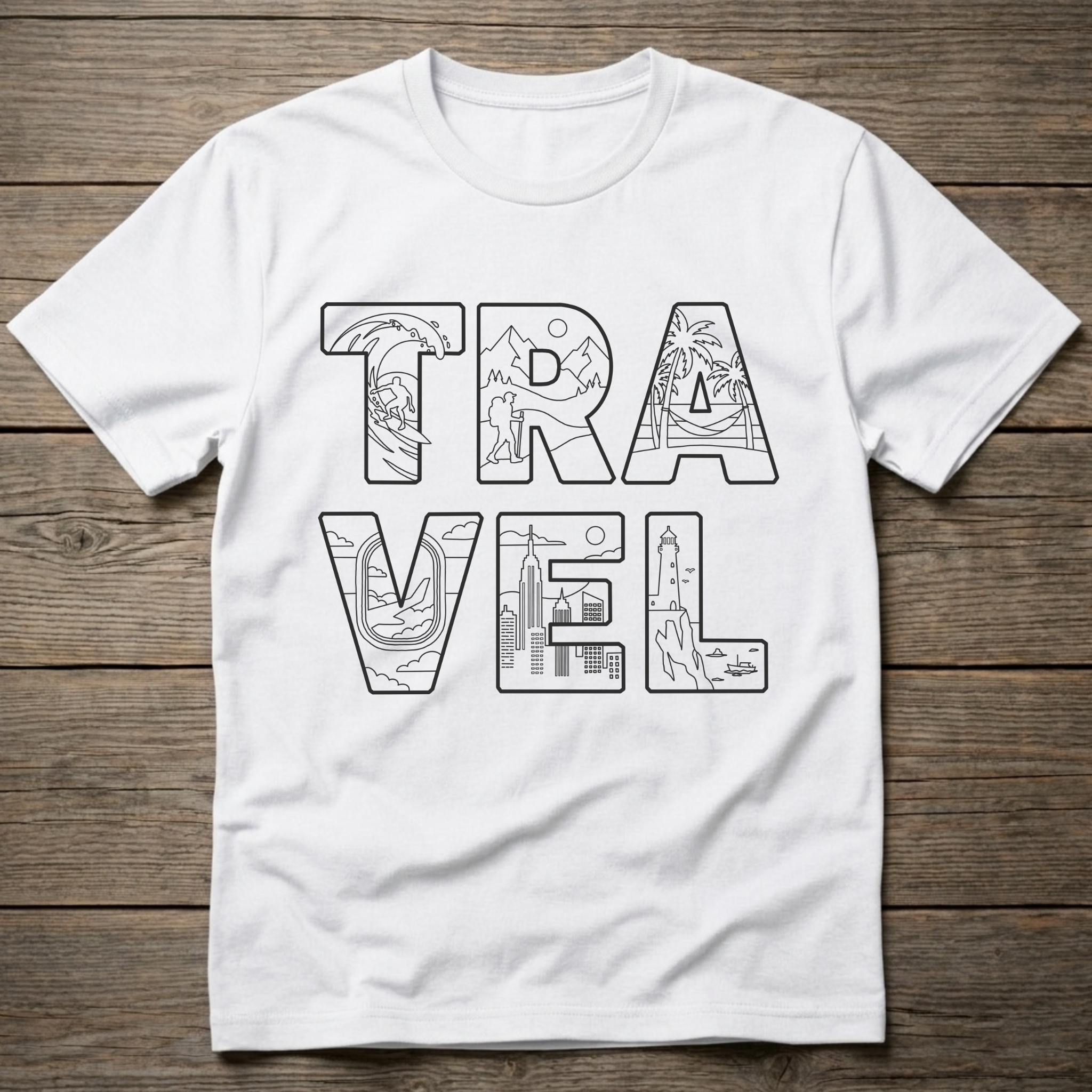 Travel Stacked Dark Outline