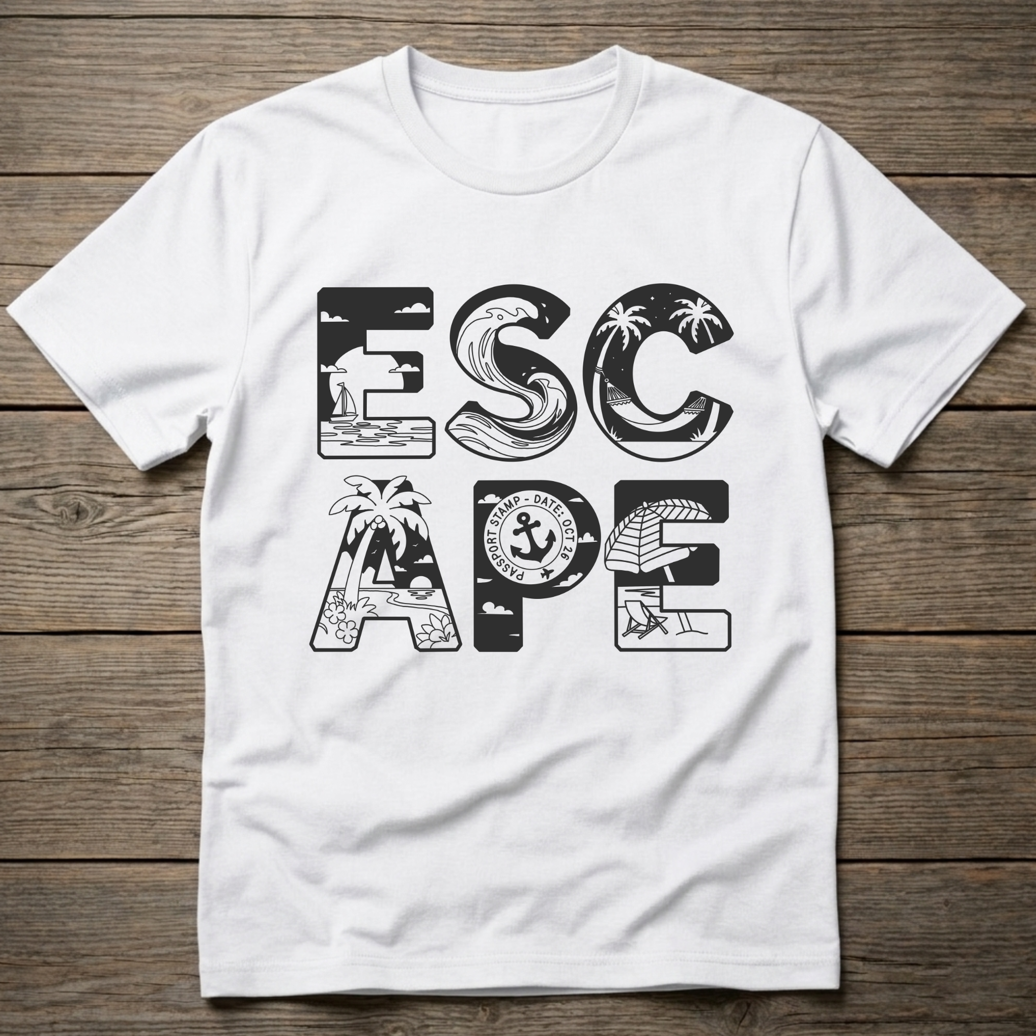 Escape Stacked Dark Outline